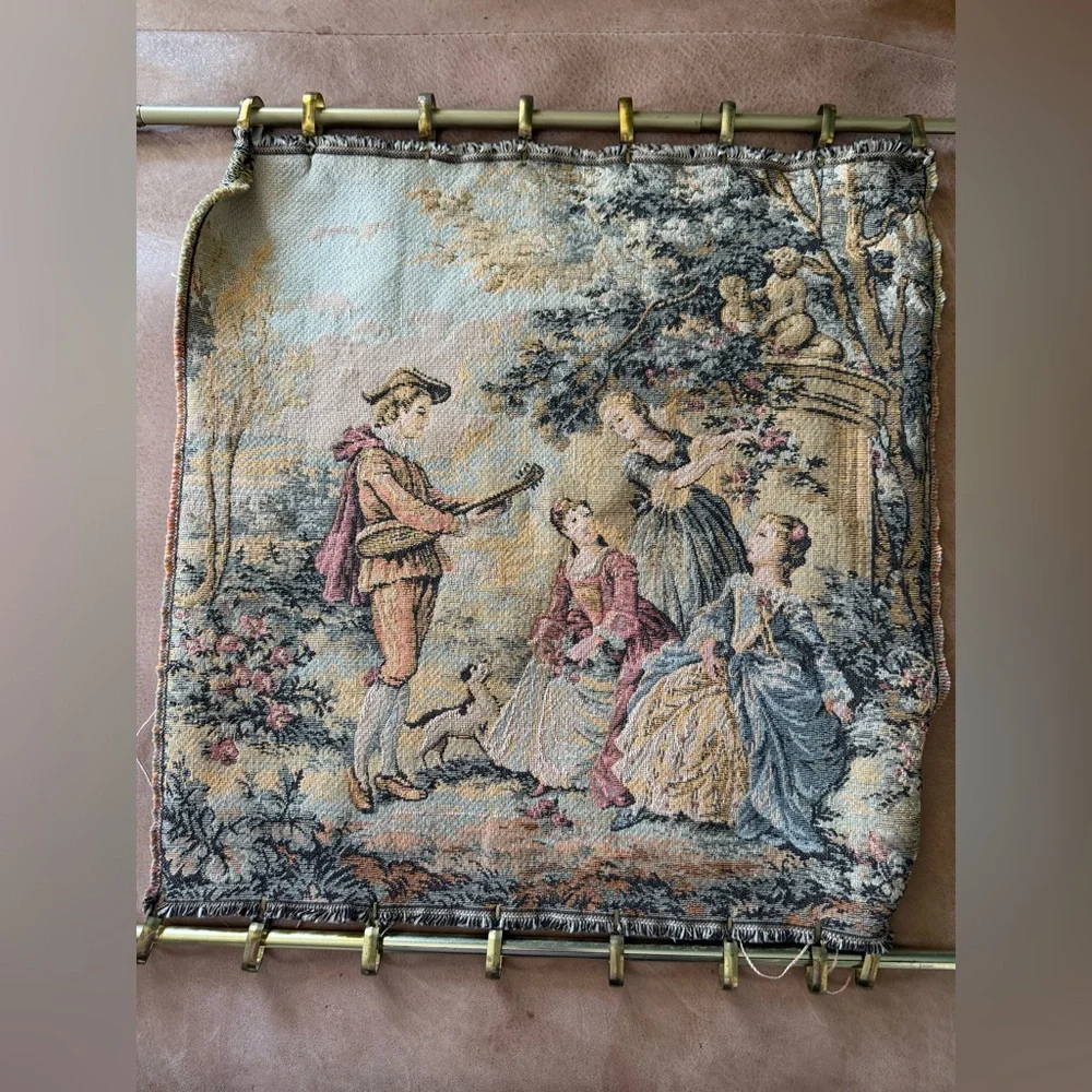 Vintage French Gobelin Tapestry Wall Hanging Pastoral Scene - Picture 2 of 7